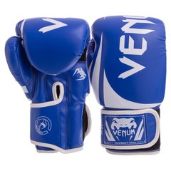 Перчатки боксерские на липучке VENUM PU BO-8352 сине-белые, 12 унций