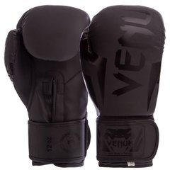 Боксерские перчатки черные VENUM ELITE FLEX на липучке BO-5338, 12 унций