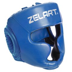 Боксерский шлем с полной защитой синий PU Zelart BO-3954