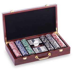 Набор для покера в деревянном кейсе Poker game set Zelart W300N 300 фишек