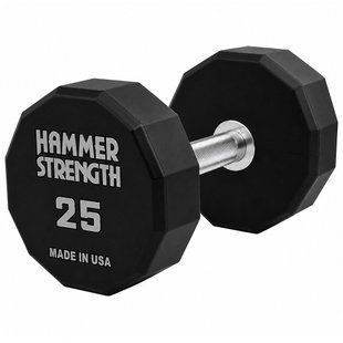 Гантель цельная профессиональная с полиуретановым покрытием HAMMER STRENGHT TA-9215-25 1шт 25кг черный