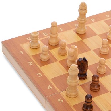 Шахматы, шашки, нарды 3 в 1 деревянные (29x29см) W7722