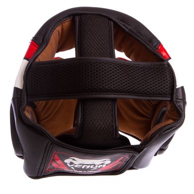 Шлем боксерский с полной защитой кожаный VENUM черно-красный BO-5239, M