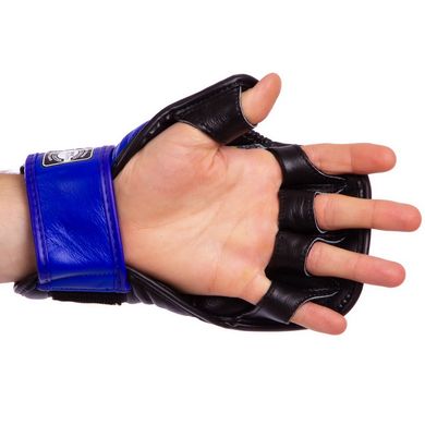 Перчатки для ММА кожаные черно-синие TWINS GGL-1, L