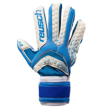 Футбольные перчатки с защитными вставками на пальцы голубо-белые REUSCH FB-873, 10