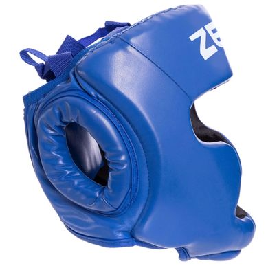 Боксерский шлем с полной защитой синий PU Zelart BO-3954