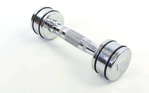Гантель для фитнеса (1x1кг) хромированная DB5204-1, серый