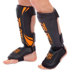 Защита для голени и стопы с футами Zelart черно-оранжевая BO-8356, M