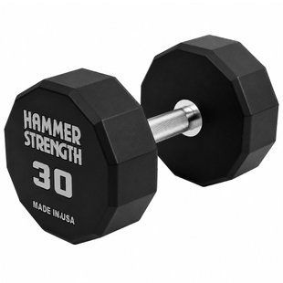 Гантель цельная профессиональная с полиуретановым покрытием HAMMER STRENGHT TA-9215-30 1шт 30кг черный
