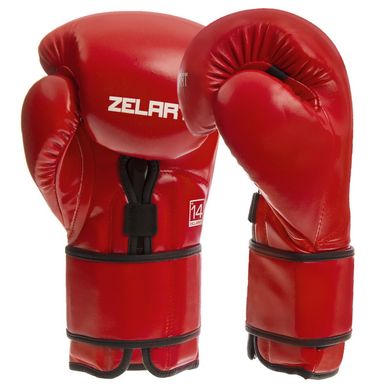 Боксерские перчатки красные ZELART на липучке PU BO-1391, 10 унций