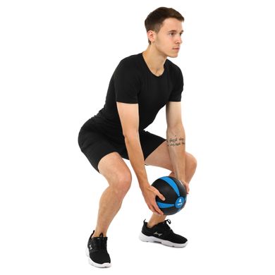 Медбол мяч медицинский Medicine Ball Zelart FI-5122-4 4кг черный-синий