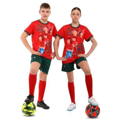 Форма футбольная детская RONALDO 7 Zelart CO-7362 размер 20, рост 125-130 цвет красный-зеленый