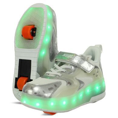 Роликові кросівки з підсвічуванням LED на двох колесах Huoleguo OB-3419 розмір 38 колір чорний-темно-синій