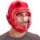 Шлем для тхэквондо с пластиковой маской красный BO-5490, L