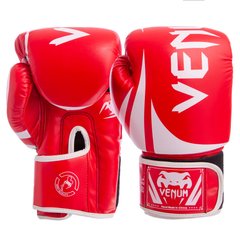 Перчатки для бокса на липучке VENUM PU BO-8352 красно-белые, 10 унций