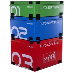 Бокс плиометрический тумба для кроссфита Плиобокс набор 3 бокса Plyo boxes Zelart FI-3635 3шт 90х75х30/45/60см зеленый, синий, красный