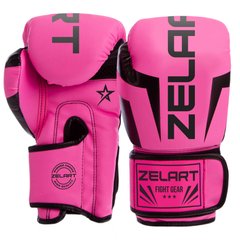 Боксерские перчатки PU на липучке Zelart CHALLENGER розовые BO-5698, 12 унций