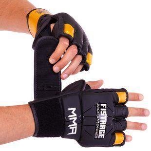 Рукавиці для змішаних єдиноборств MMA FISTRAGE VL-6030 розмір S колір чорний-золотий