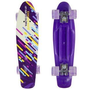 Пенни борд Penny Board круизер пластиковый со светящимися колесами 22" FISH SK-881-11 фиолетовый