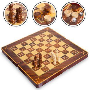 Шахматы шашки нарды 3 в 1 набор настольных игр MDF Zelart 7788C размер 39см x 39см