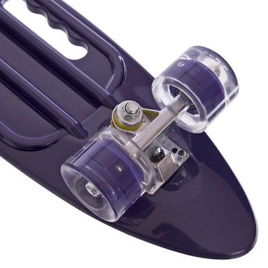 Скейт круизер пластиковый 60x17 см с отверстием и светящимися колесами HB-31B-2, Фиолетовый