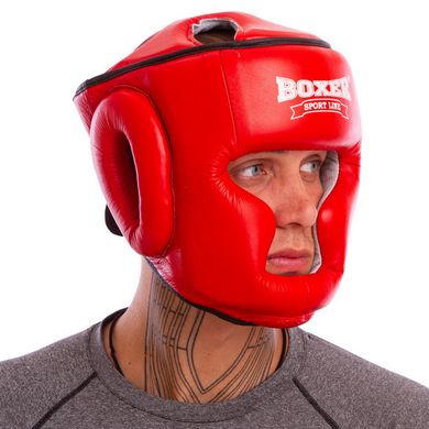 Шлем боксерский кожаный красный BOXER 2033