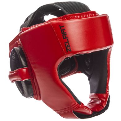 Шлем боксерский открытый красный PU ZELART BO-1349