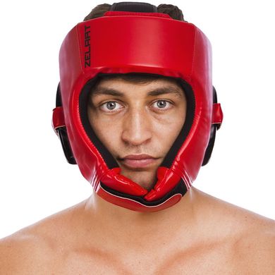 Шлем боксерский открытый красный PU ZELART BO-1349