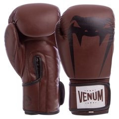 Боксерские перчатки на липучке кожаные коричневые VENUM GIANT VL-8315, 12 унций