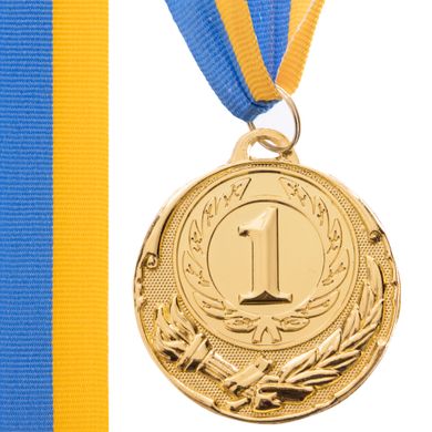 Спортивная награда медаль с лентой (1шт) ZING d=50 мм C-4334, 1 место (золото)