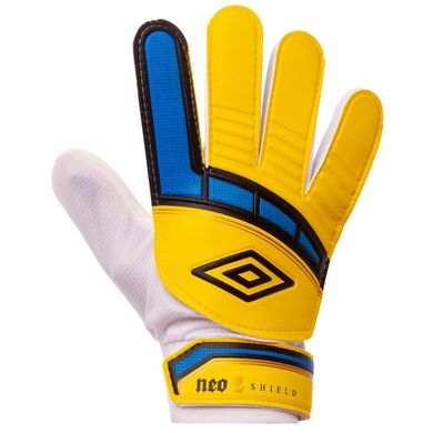 Перчатки вратарские для футбола юниорские желто-синие FB-838, 7