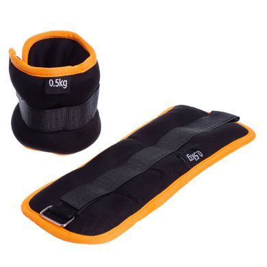 Утяжелители манжеты универсальные для рук и ног 1 кг (2 x 0,5кг) FI-1303-1, Черный-оранжевый