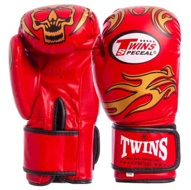 Перчатки боксерские DX на липучке красные TWINS MA-5435 12 унций