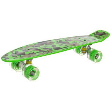 Пенни борд Penny Board круизер пластиковый со светящимися колесами 22" FISH SK-881-12 оливковый