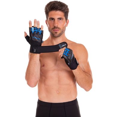 Перчатки для тяжелой атлетики MARATON черно-синие 161104, L