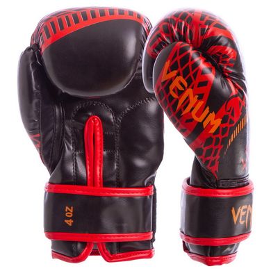 Перчатки боксерские на липучке черно-красные FLEX VENUM SNAKER VL-5795, 4 унции
