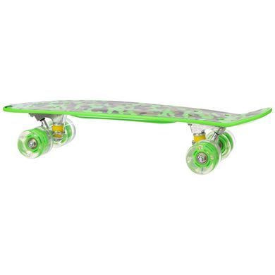 Пенни борд Penny Board круизер пластиковый со светящимися колесами 22" FISH SK-881-12 оливковый