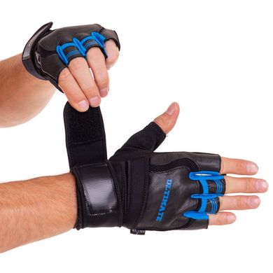 Перчатки для тяжелой атлетики MARATON черно-синие 161104, L