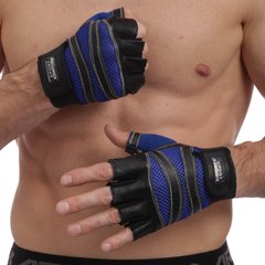 Атлетичні рукавички SPORT WorkOut чорно-сині BC-1018, L