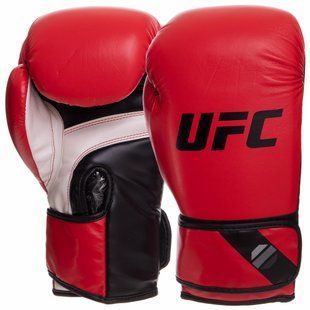 Рукавиці боксерські на липучці PU UFC PRO Fitness UHK-75111 розмір 18 унції колір червоний