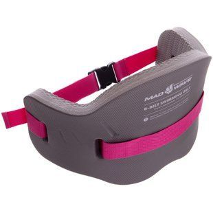 Пояс для аквафітнесу аквааеробіки та плавання аквапояс Swimming B-BELT MadWave M082615000W підтримка ваги до 75кг сірий