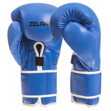 Рукавички для боксу сині ZELART на липучці PU BO-1391, 14 унцій