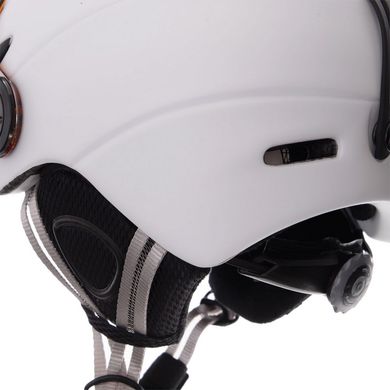 Шлем горнолыжный с визором и механизмом регулировки MS-6296 белый M-55-58