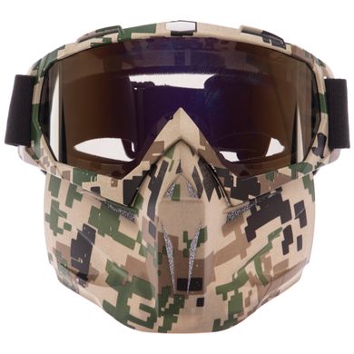 Мотоочки маска-трансформер защитная пол-лица очки маска тактические камуфляж 307, Оливковый