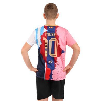 Форма футбольна дитяча MESSI 10 Zelart CO-7367 розмір 20, зріст 125-130 колір рожевий-чорний