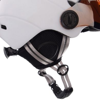 Шлем горнолыжный с визором и механизмом регулировки MS-6296 белый M-55-58