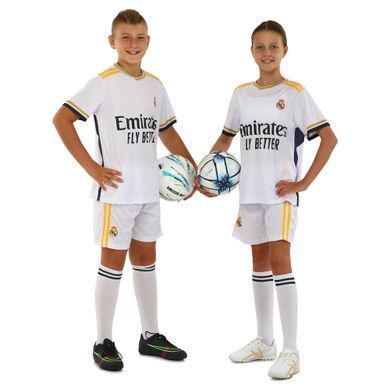 Форма футбольна дитяча із символікою футбольного клубу REAL MADRID домашня 2024 Zelart CO-7188 розмір XS-22, зріст 116 колір білий