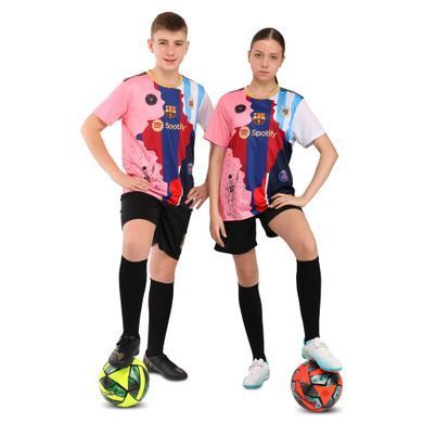 Форма футбольна дитяча MESSI 10 Zelart CO-7367 розмір 20, зріст 125-130 колір рожевий-чорний