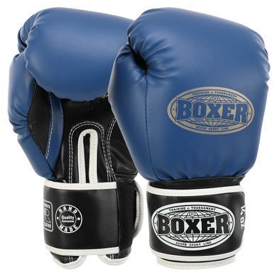 Перчатки боксерские на липучке искусственная кожа BOXER Элит 2022 размер 14 унции цвет черный