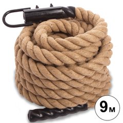 Канат для лазанья из сизаля с креплением Combat Battle Rope Zelart FI-0910-9 9м коричневый